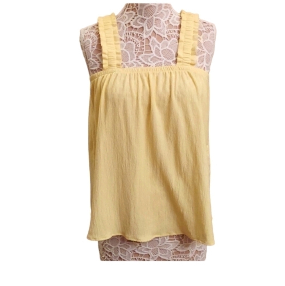 OLIVIA SKY Yellow Gauzy Pullover Tank Top